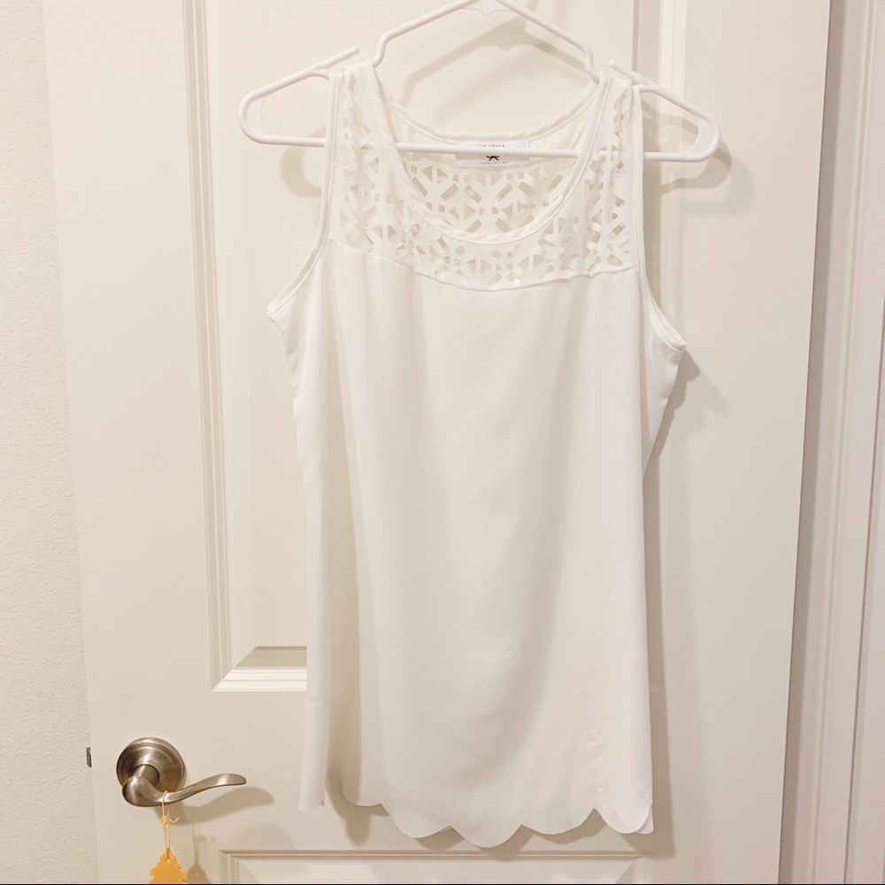 White Pattern Tank Top